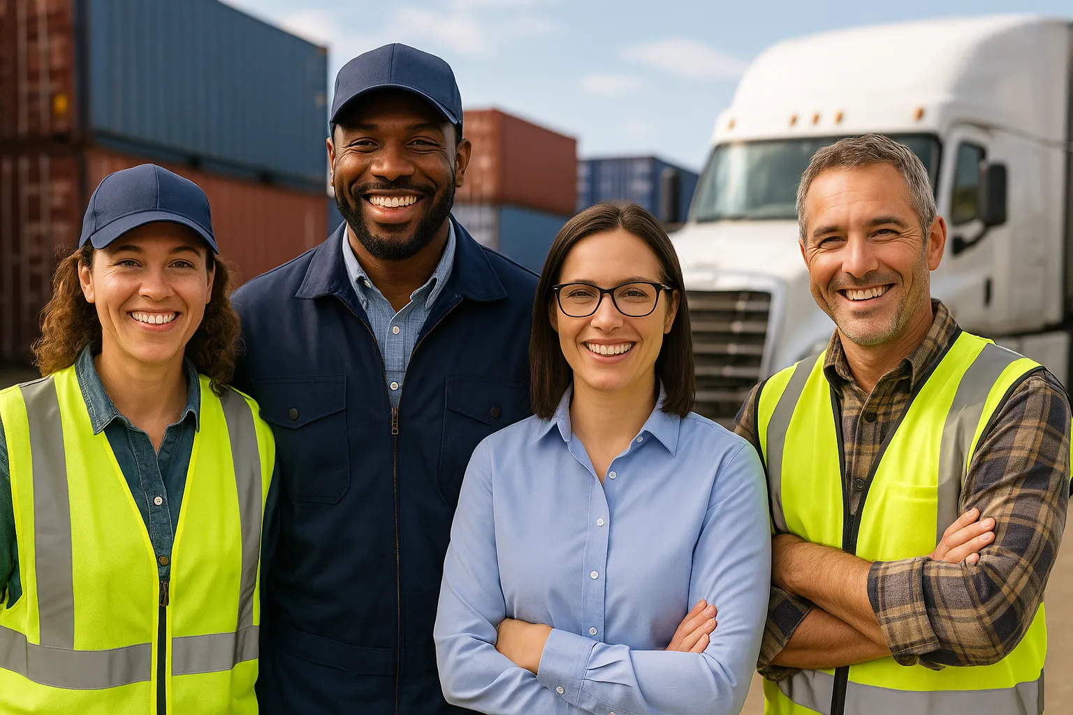 Logistics team at a container yard