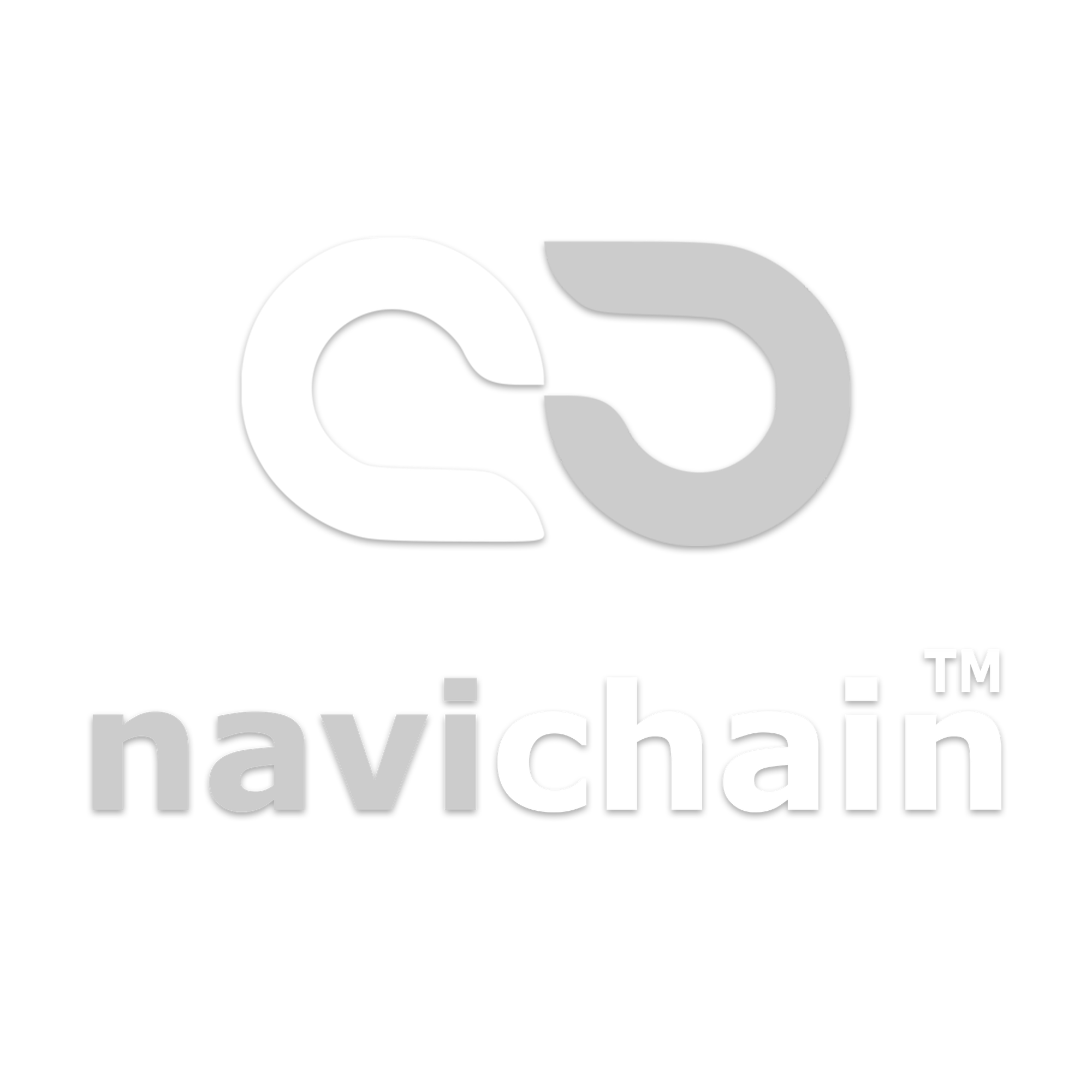 Navichain logotyp, en stiliserad N-form i blått och grönt, symboliserar effektivitet och framåtrörelse.