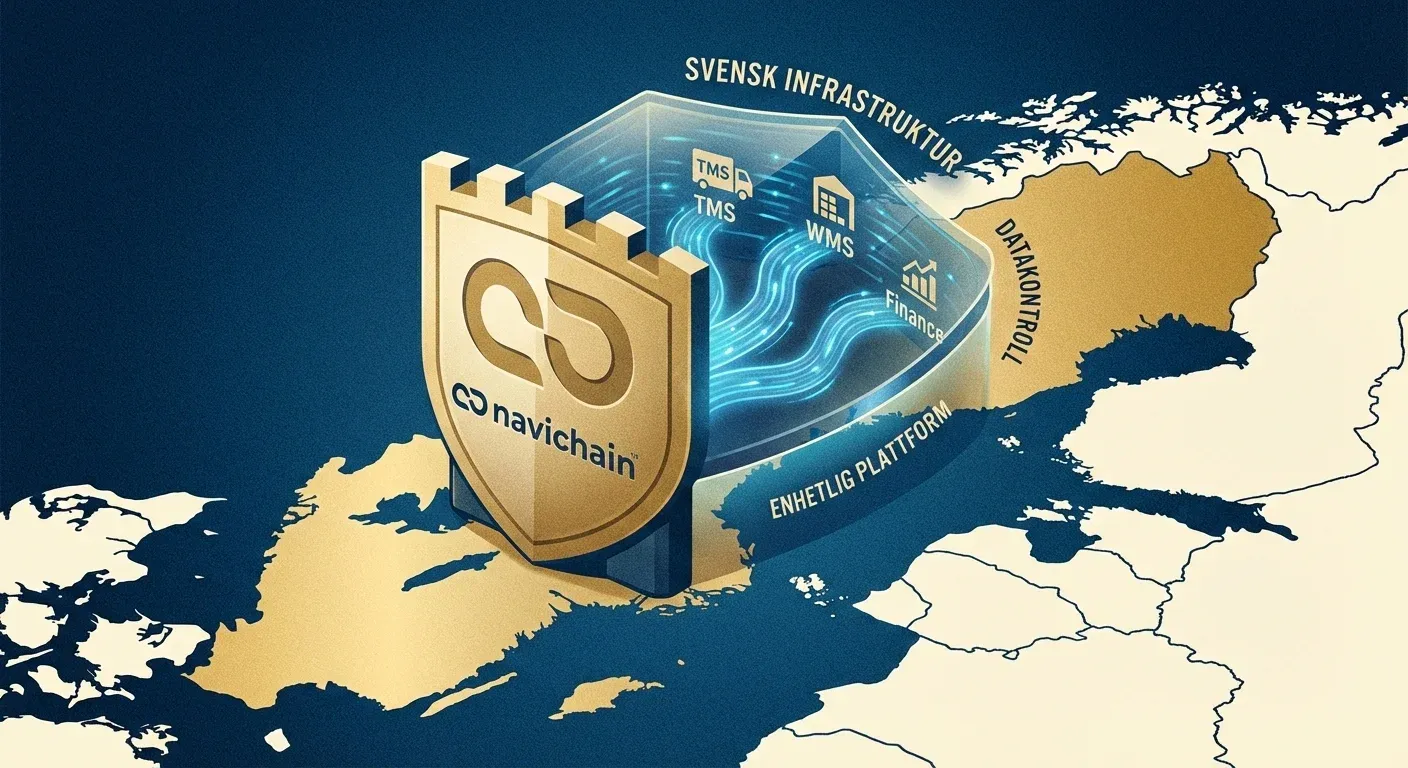 Illustration of navichain SaaS logistics platform driving insights through real-time data visibility.