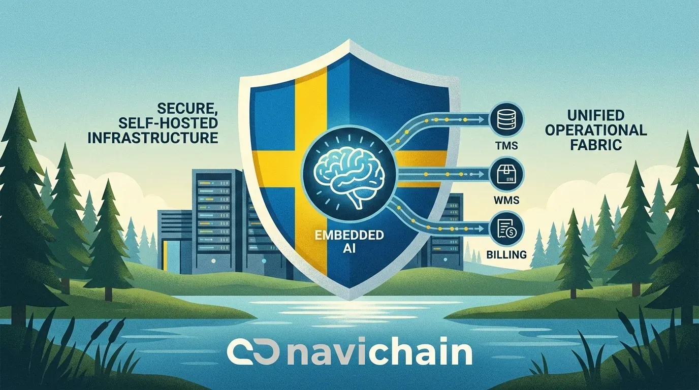 Navichain-logo, SaaS-plattform för enhetlig och säker logistikhantering.