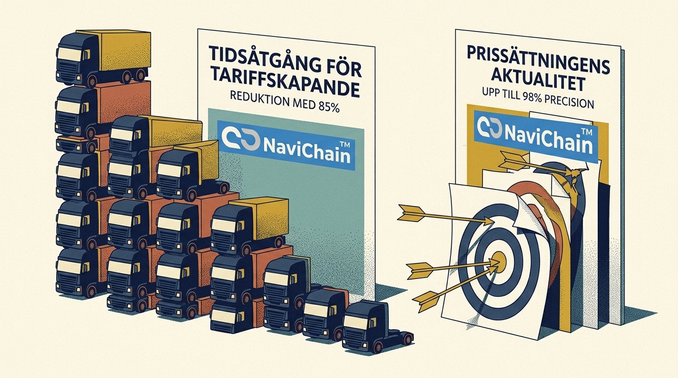 Diagram – 85% reduktion av tariffskapandetid och 98% prissättningsprecision