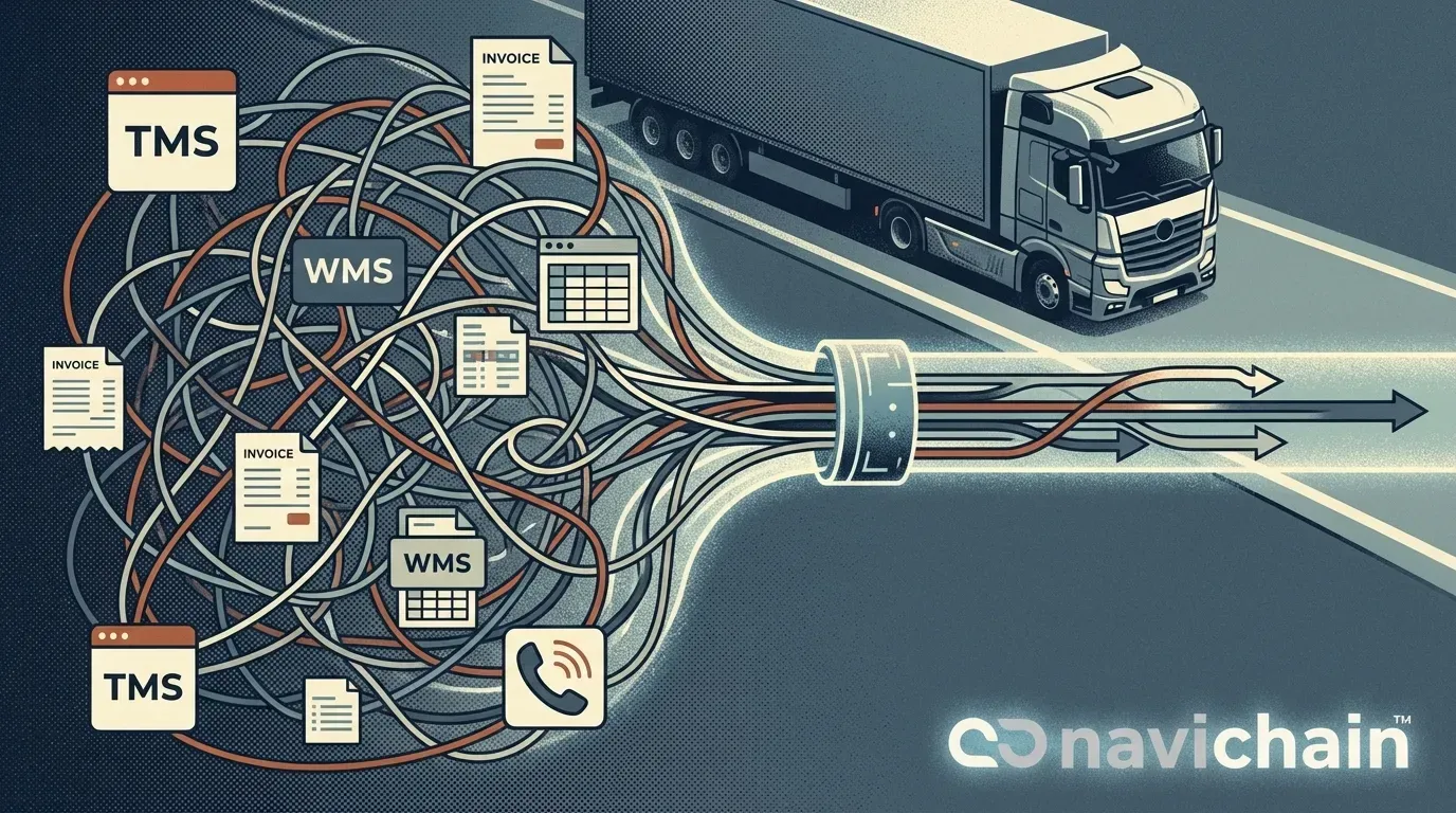 Truck navigating a highway, representing the journey to efficient logistics operations.