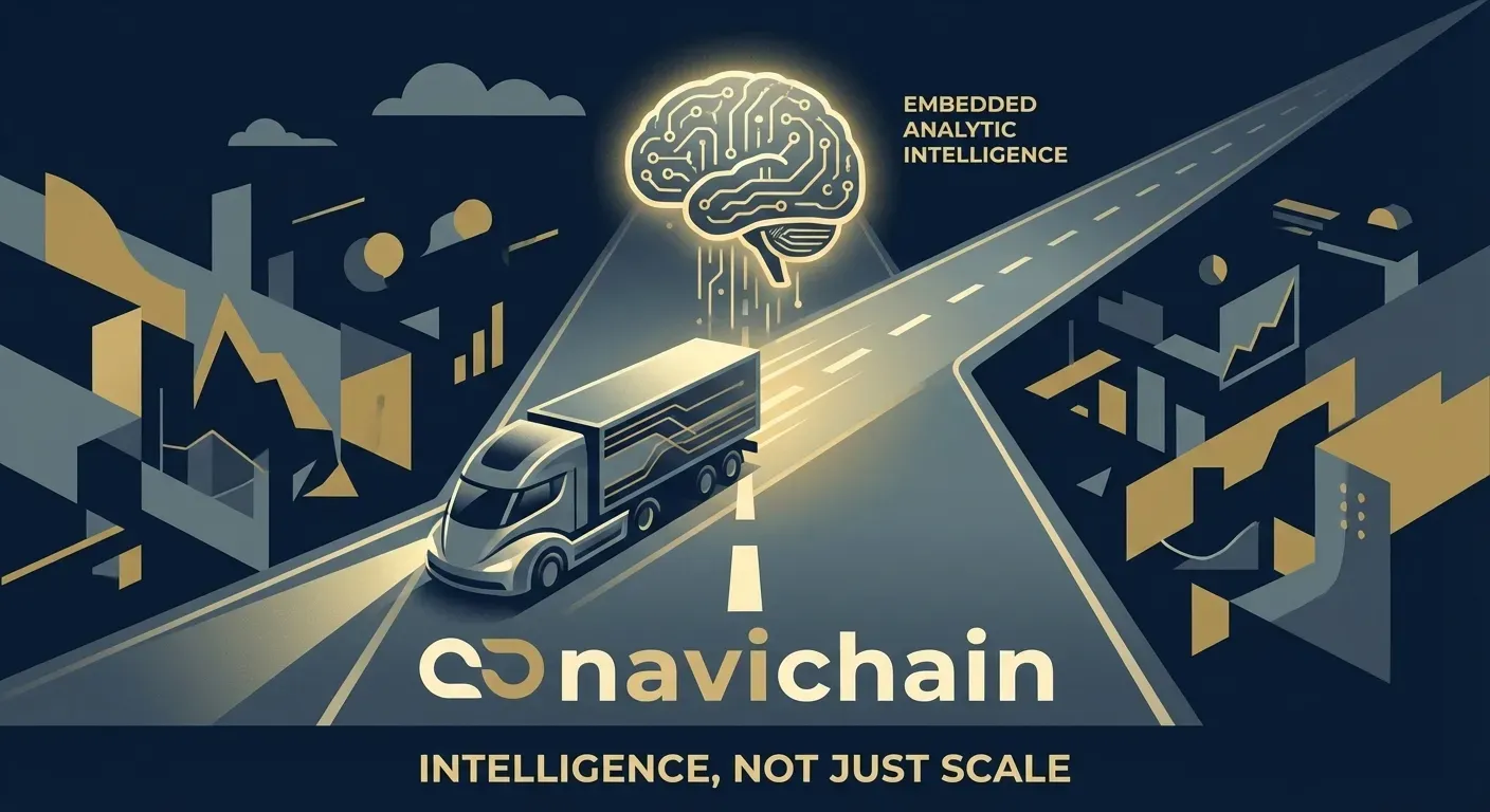 Navichain logotyp representerar säker och effektiv logistikdatahantering.