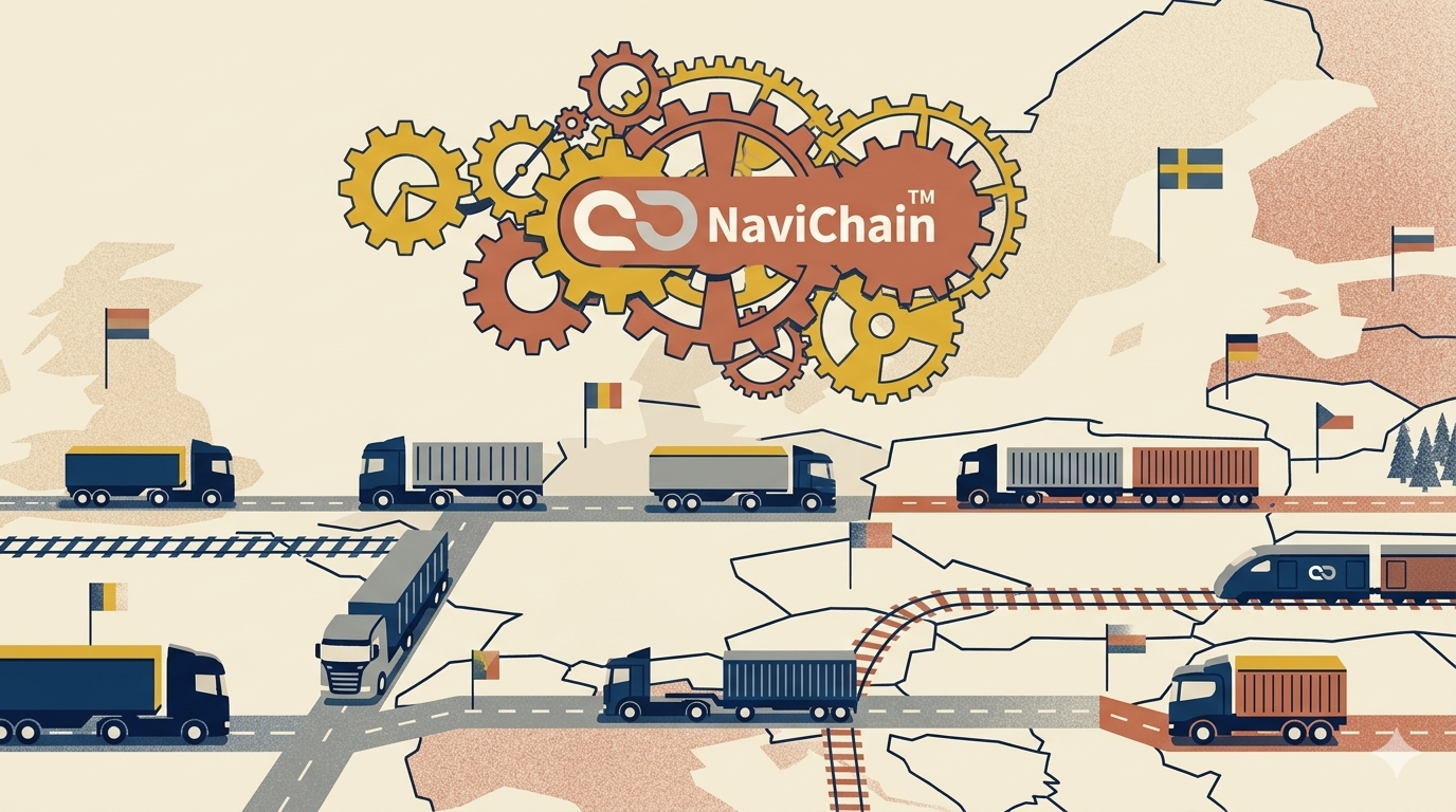 Illustration som visar en jämförelse av Transport Management System (TMS) med ikoner för logistik, datasuveränitet, HaaS och en lastbil.