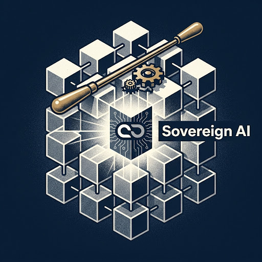 En central datamotor som symboliserar Sovereign AI och dataintegritet.