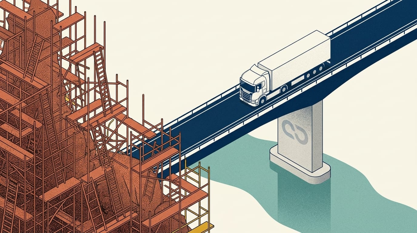 Kontrast mellan fragmenterade logistiksystem och navichains integrerade plattform med AI för optimerad TCO och datasuveränitet.