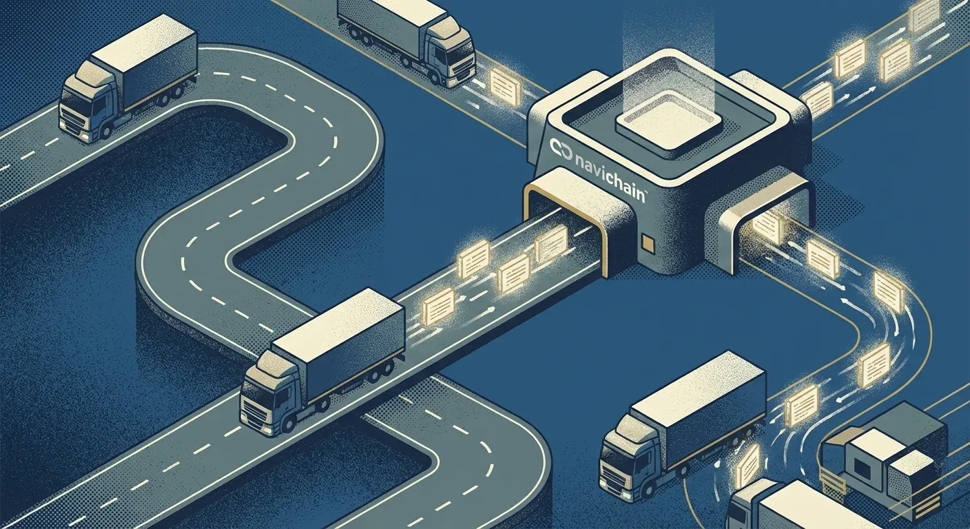 Navichain platform logo and dashboard screenshot.
