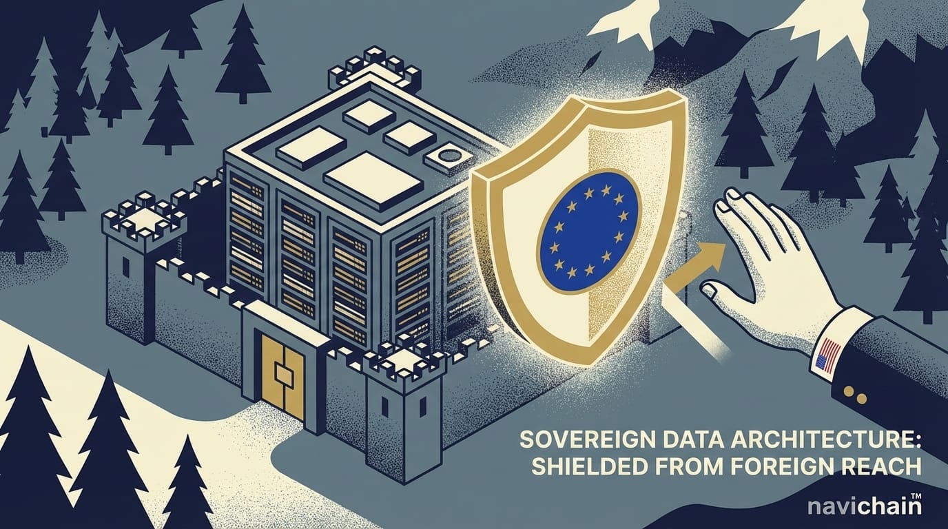 Diagram som visar konflikten mellan US CLOUD Act och GDPR gällande e-CMR-data.