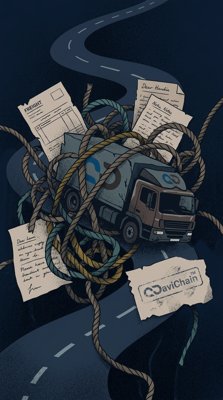 Teknisk schematisk bild: Sensor Array → Encrypted Transmitter → Sovereign Hub → Navichain Analytics