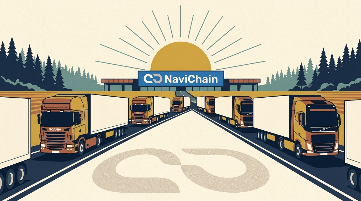 Scania-lastbil direkt kopplad till Navichain Sovereign server