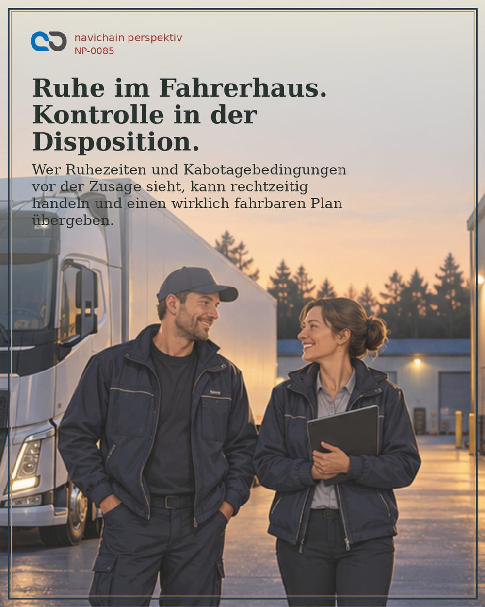 Ruhe im Fahrerhaus. Kontrolle in der Disposition.