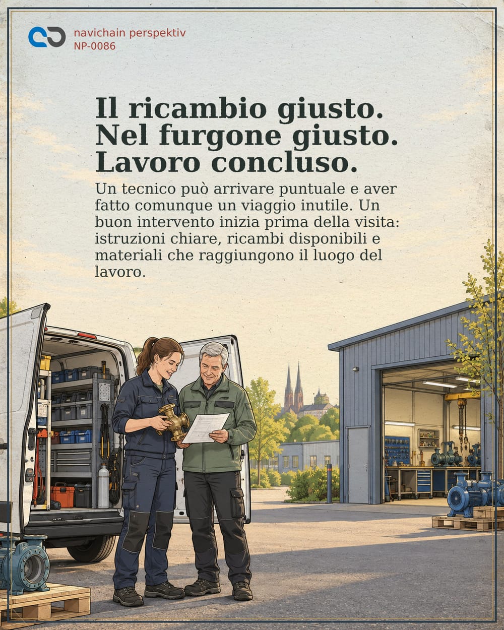 Il ricambio giusto. Nel furgone giusto. Lavoro concluso.